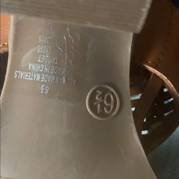 Merona Woven Leather Brown Sandals w Heel, 6.5 - Picture 4 of 9